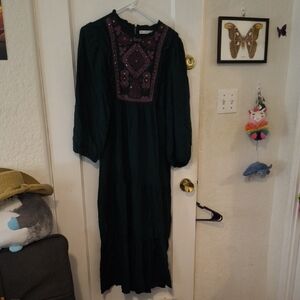 SFERRA | Dark Green Dress with Purple Accents